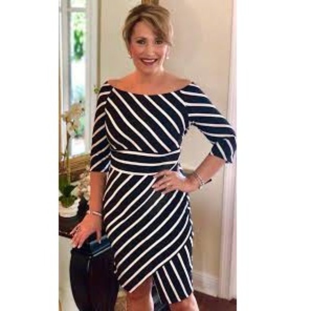 Colleen Lopez Black and White Striped Dress